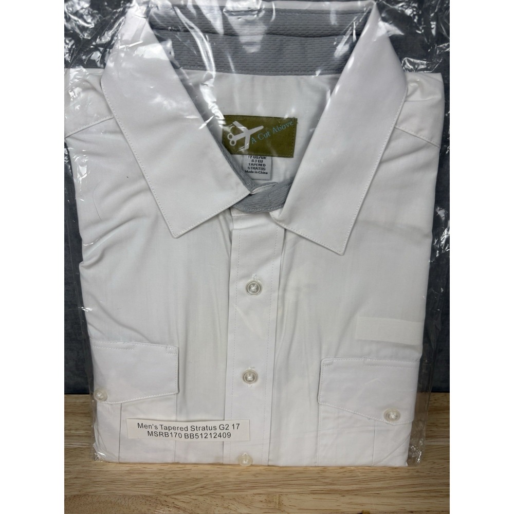 A Cut Above Pilot Shirt Stratus G2 Short Sleeve White Tapered Size 17 NIP